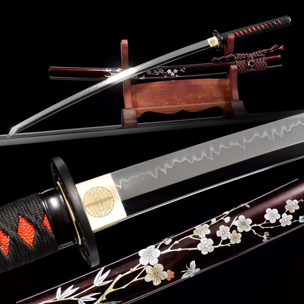 Buy Koi Shinkōshoku T10 Clay Tempered Carbon Steel Katana Samurai Sword ...